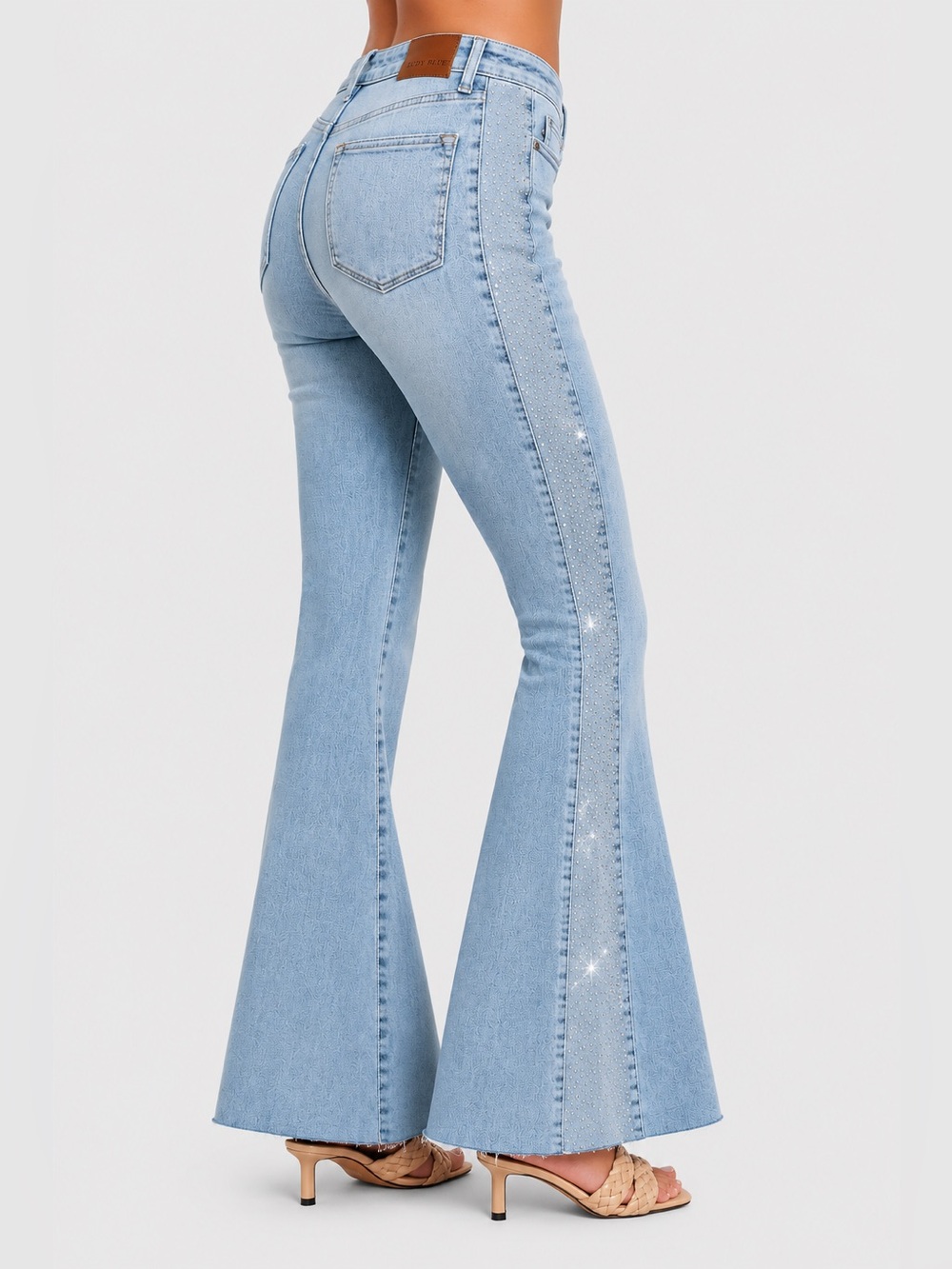 Judy Blue Mid-Rise Rhinestone Flare Jeans